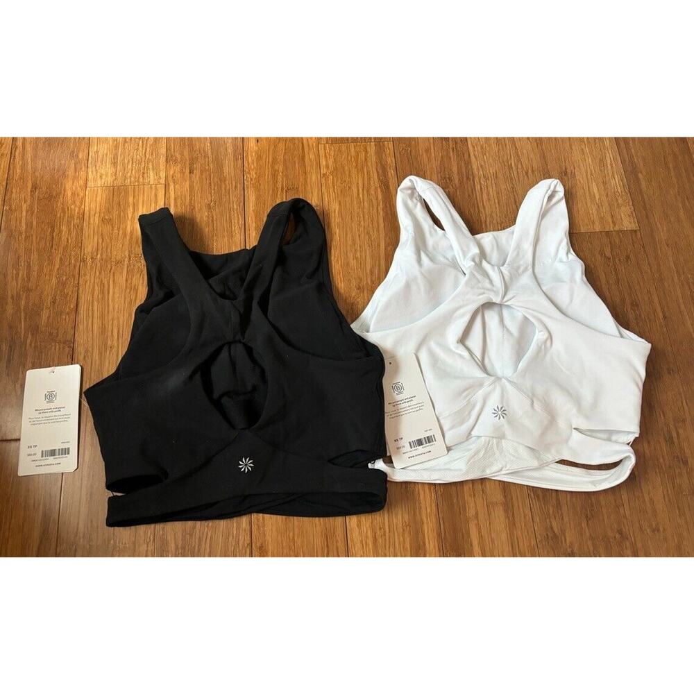 Athleta Conscious Crop CutOut **LOT OF 2** Black & White XS Yoga Barre MSRP $138 - Picture 3 of 4